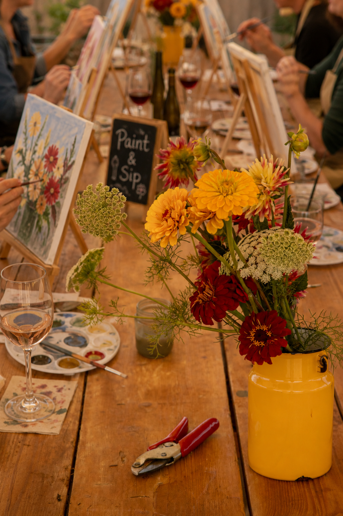 paint and sip at Folly Oast Flower Farm